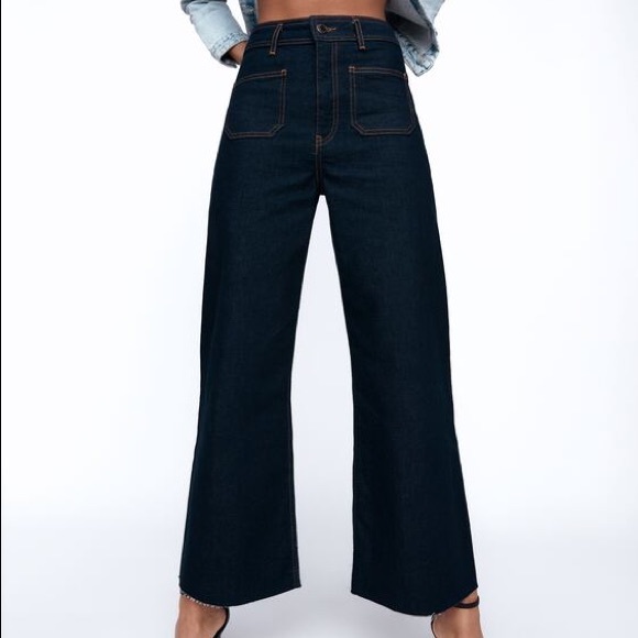 Zara Jeans Zara The Patch Pockets Marine Straight Jeans In Iconic